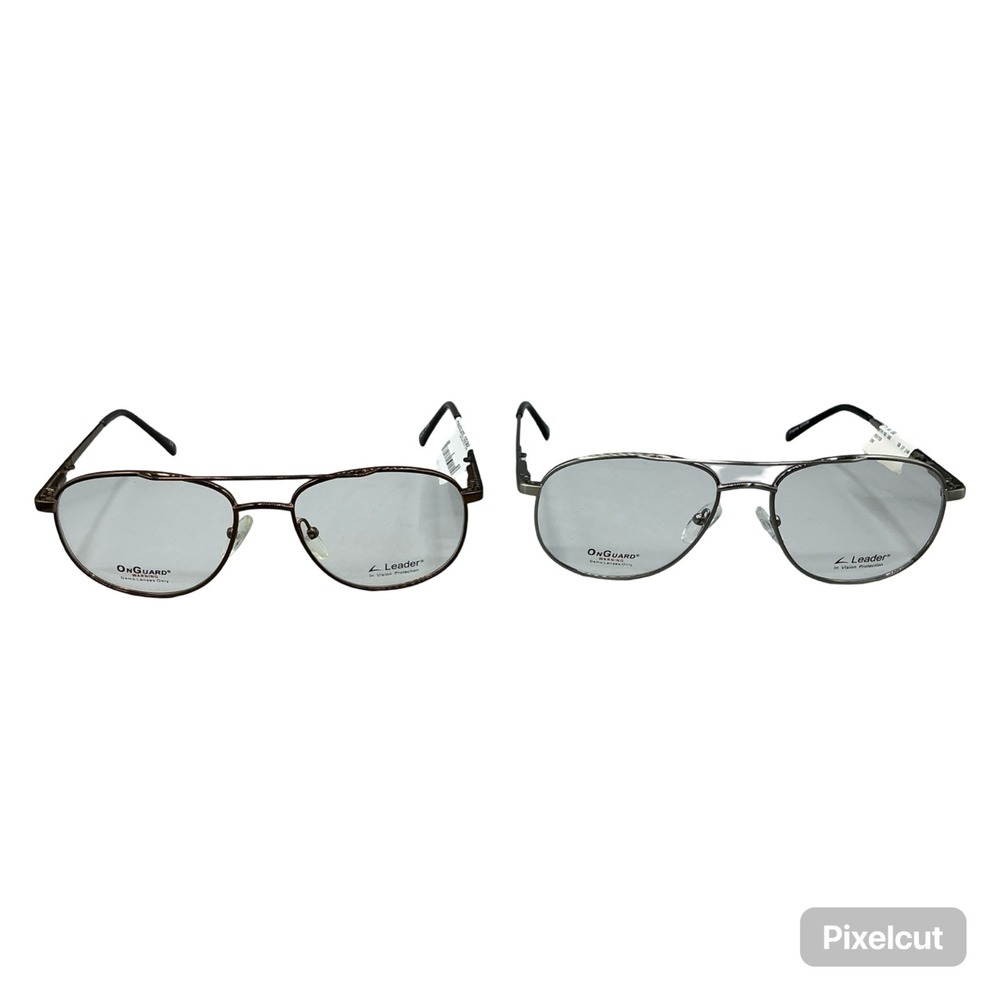 2x OnGuard OG220S Safety Glasses Frames Pewter and Silver Aviator 55-18-140